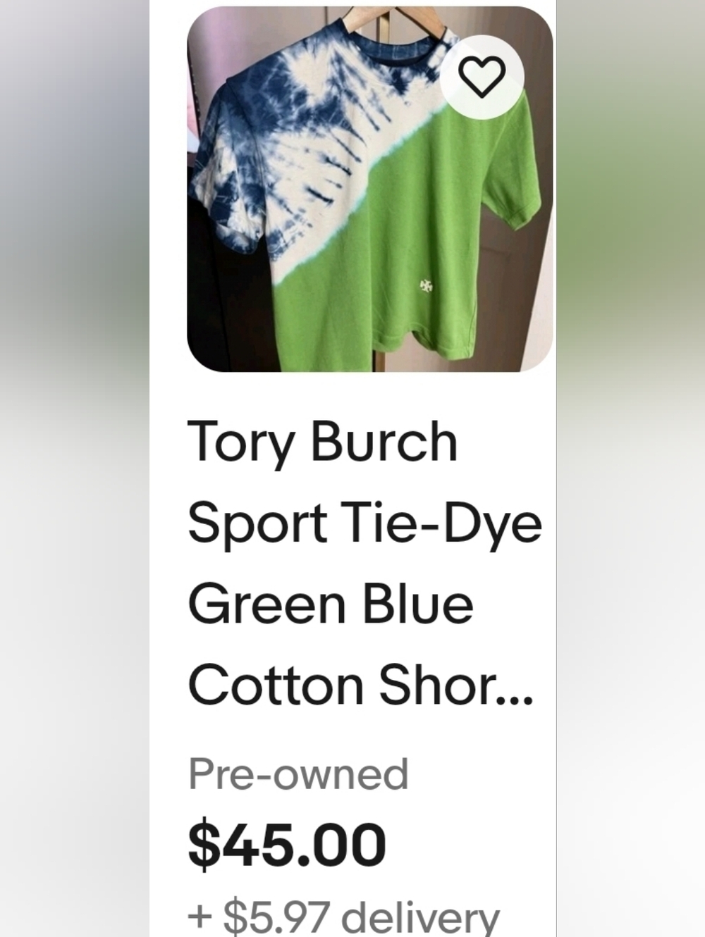 Tory Sport Green and Navy Tie-Dye Short Sleeve Tee - Picture 7 of 7